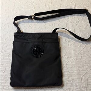 Tory Burch Black Nylon Crossbody Bag. Gold Hardware